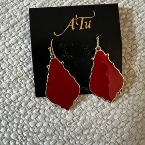Bold Red and Gold Artistic Earrings